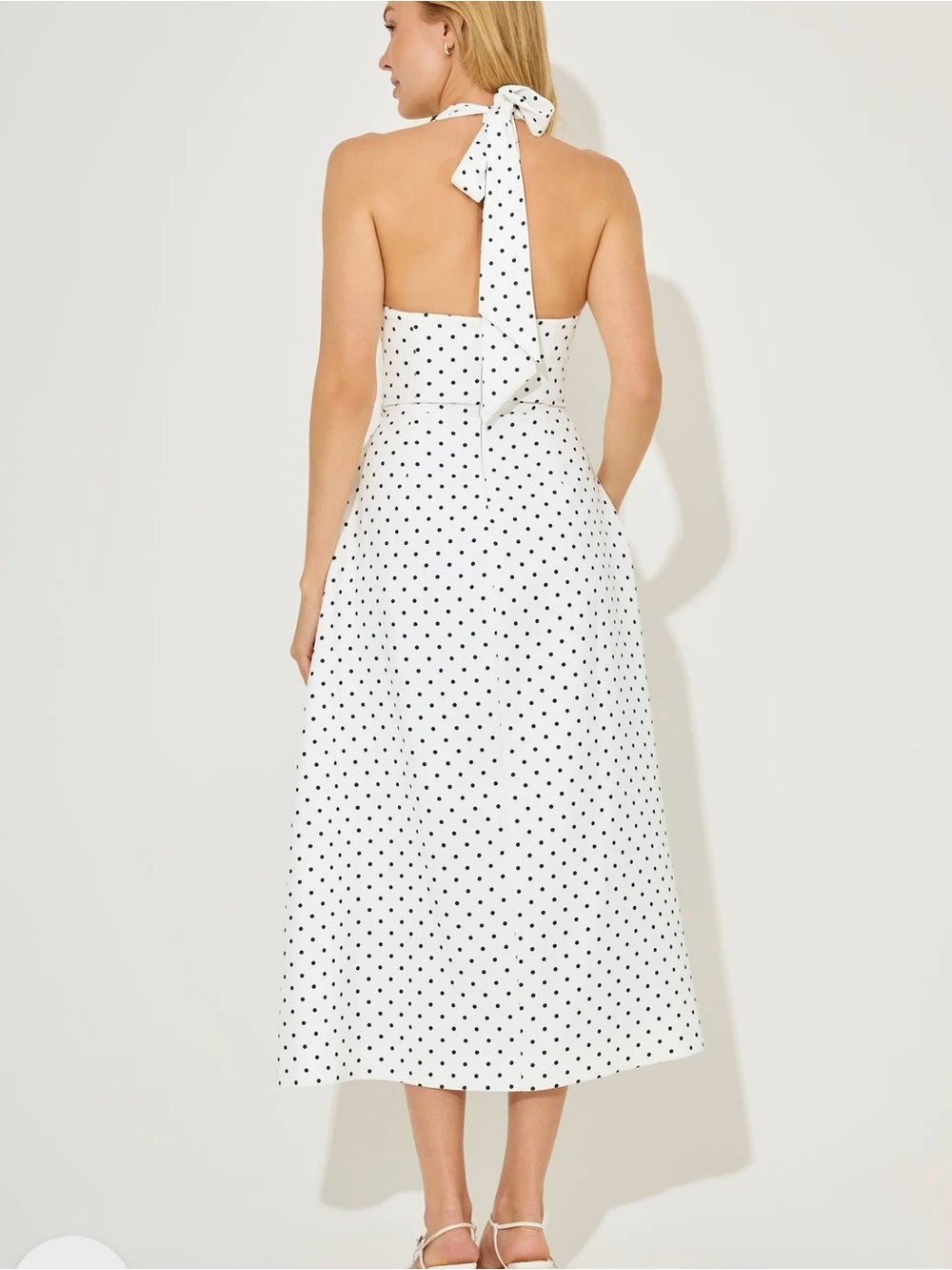 Odd Muse Volume Midi Dress, Dark Navy Polka Dots, worn once, M or size 6 - Picture 4 of 7